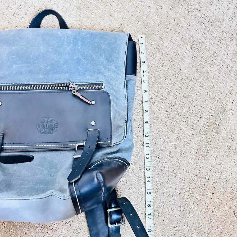 RARE Wolverine 1000 Mile Explorer Backpack Horween Leather Canvas Rugged Travel